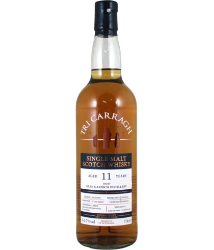 Fles Tri Carragh Glen Garioch 11 Years Old, single malt whisky, op voorraad bij slijterij t Bockje in Bathmen