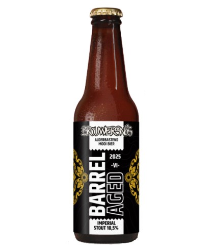 Fles Brouwersnös Barrel Aged VI 2025 Imperial Stout, bier van Brouwersnos, bij slijterij t Bockje in Bathmen