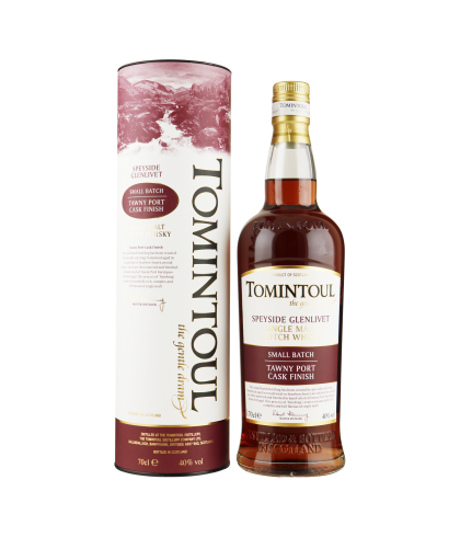 Fles Tomintoul Tawny Port Finish, Speyside single malt whisky, op voorraad bij slijterij t Bockje in Bathmen