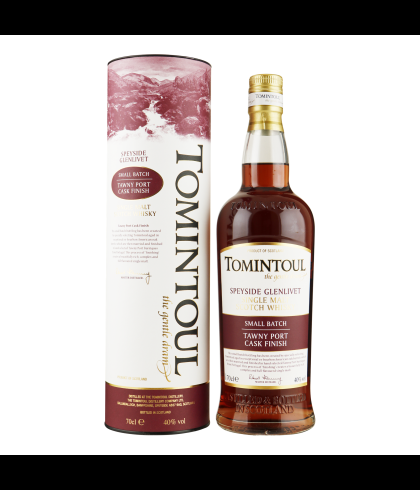 Fles Tomintoul Tawny Port Finish, Speyside single malt whisky, op voorraad bij slijterij t Bockje in Bathmen