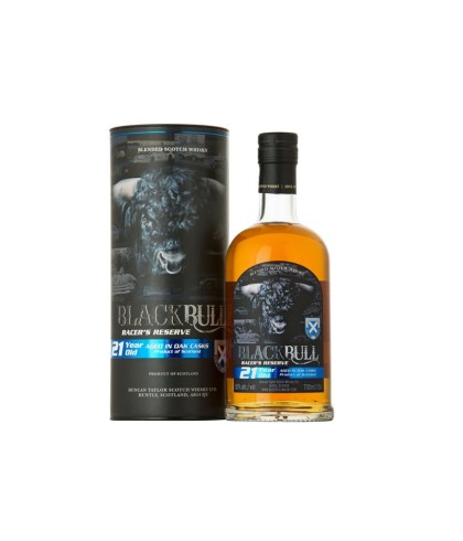 Fles BLACK BULL 21 Years Old, whisky, op voorraad bij slijterij t Bockje in Bathmen