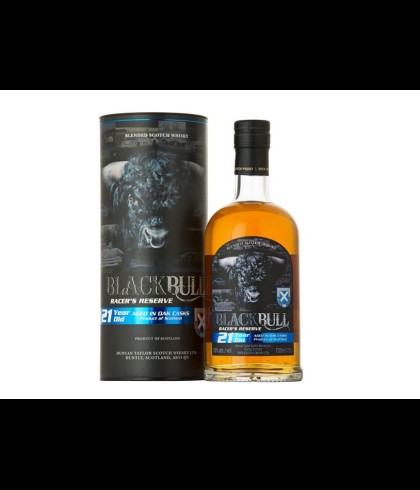 Fles BLACK BULL 21 Years Old, whisky, op voorraad bij slijterij t Bockje in Bathmen