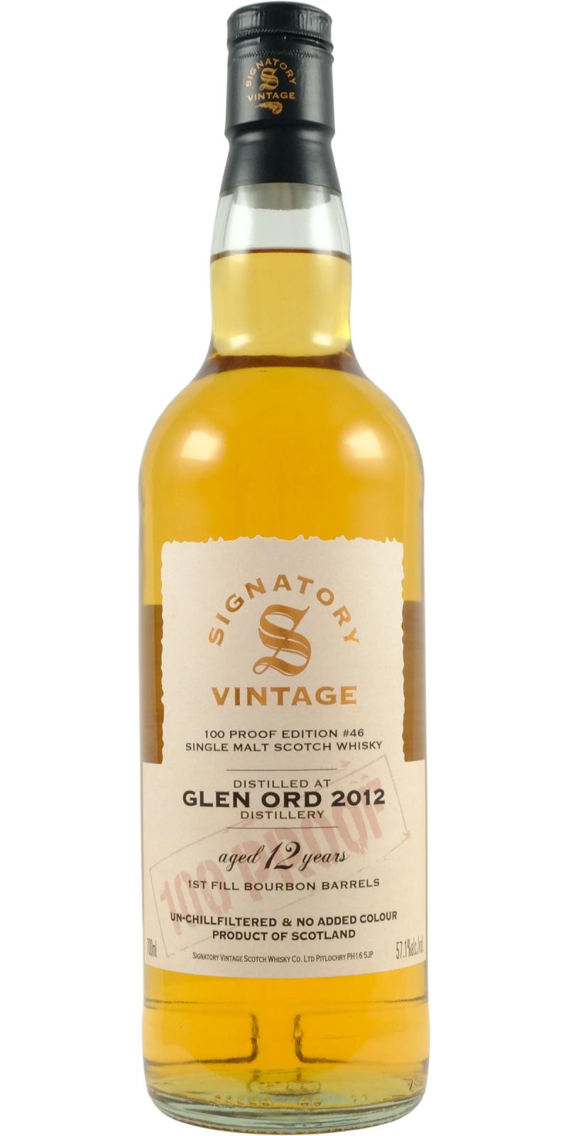 Fles Signatory Glen Ord 2012 100 Proof, single malt whisky, op voorraad bij slijterij t Bockje in Bathmen