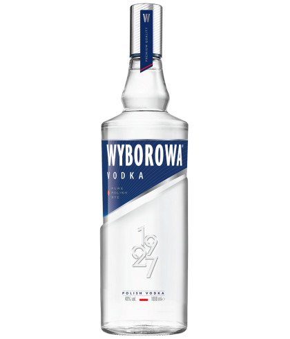 Fles Wyborowa Wodka, wodka, bij slijterij t Bockje in Bathmen