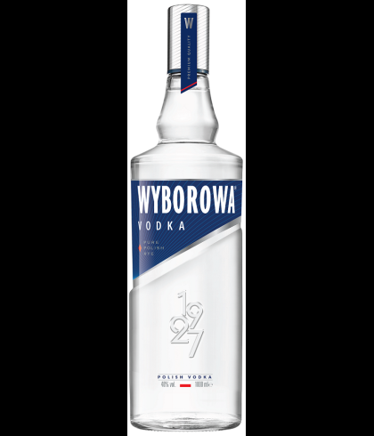 Fles Wyborowa Wodka, wodka, bij slijterij t Bockje in Bathmen