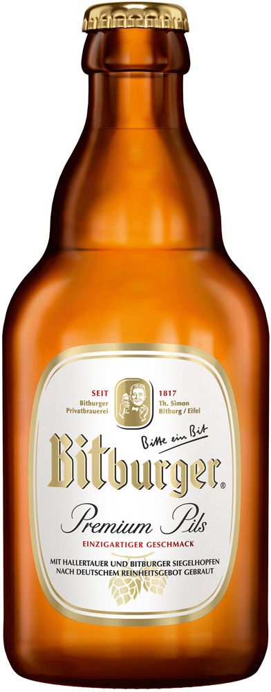 Fles Bitburger pils fles 33cl., bier van Bitburger, op voorraad bij slijterij t Bockje in Bathmen