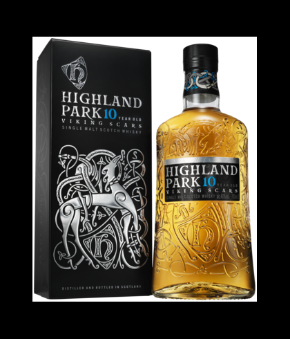 Fles Highland Park 10 Years Old Viking Scars, single malt whisky, op voorraad bij slijterij t Bockje in Bathmen
