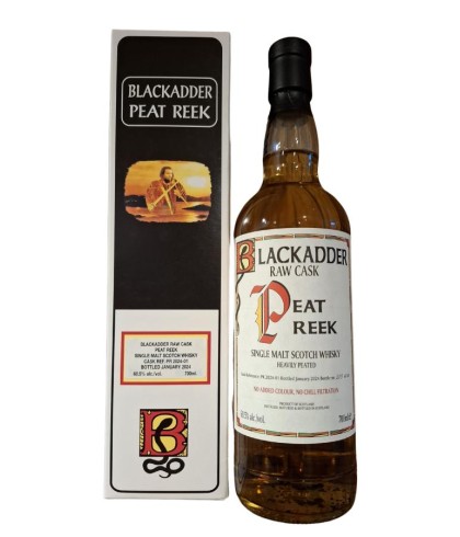 Fles Blackadder Raw Cask Peat Reek Heavily Peated, single malt whisky, op voorraad bij slijterij t Bockje in Bathmen