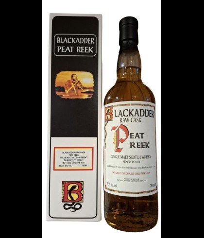 Fles Blackadder Raw Cask Peat Reek Heavily Peated, single malt whisky, op voorraad bij slijterij t Bockje in Bathmen