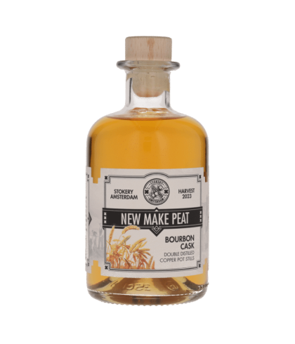 Fles Stokery Amsterdam New Make Peat Bourbon Cask, whisky, op voorraad bij slijterij t Bockje in Bathmen