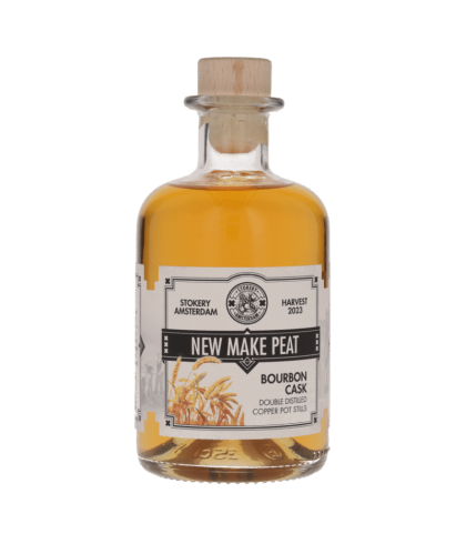 Fles Stokery Amsterdam New Make Peat Bourbon Cask, whisky, op voorraad bij slijterij t Bockje in Bathmen