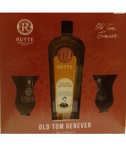 Geschenk Rutte Old Tom Genever Geschenkverpakking met 2 Glazen, bij slijterij ’t Bockje in Bathmen