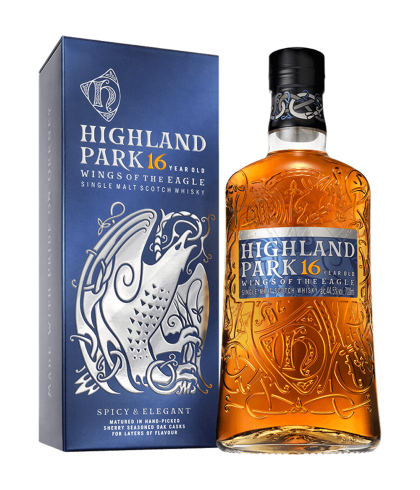 Fles Highland Park 16 Years Old Wings of the Eagle, single malt whisky, op voorraad bij slijterij t Bockje in Bathmen