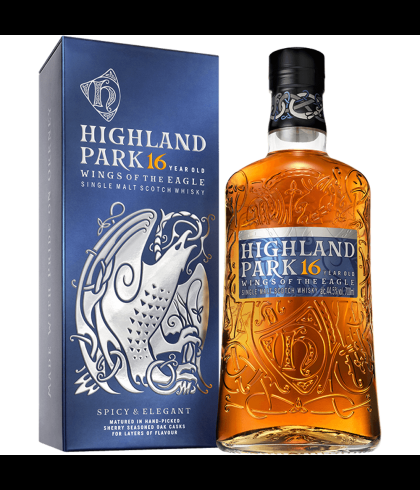 Fles Highland Park 16 Years Old Wings of the Eagle, single malt whisky, op voorraad bij slijterij t Bockje in Bathmen