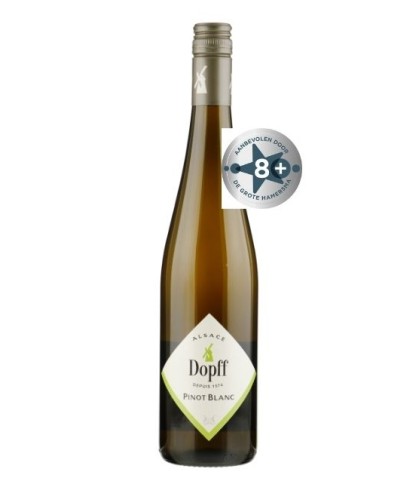 Fles Dopff au Moulin Pinot Blanc, wijn, op voorraad bij slijterij t Bockje in Bathmen