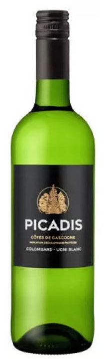 Fles Picadis Gascogne Colombard Ugni Blanc, wijn, op voorraad bij slijterij t Bockje in Bathmen