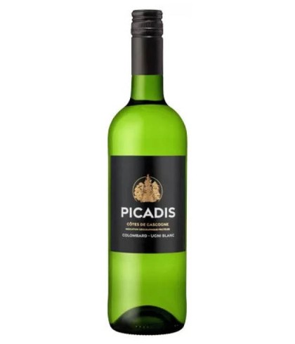 Fles Picadis Gascogne Colombard Ugni Blanc, wijn, op voorraad bij slijterij t Bockje in Bathmen