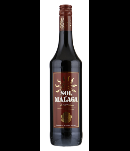 Fles Sol de Malaga, zoete Spaanse wijn, bij slijterij t Bockje in Bathmen