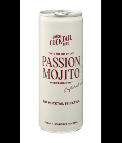 Blik Dutch Cocktail Club Mocktail Passion Mojito van 25 centiliter, alcoholvrije mocktail, bij slijterij t Bockje in Bathmen