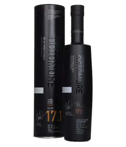 Fles Octomore 17.1, whisky, bij slijterij t Bockje in Bathmen