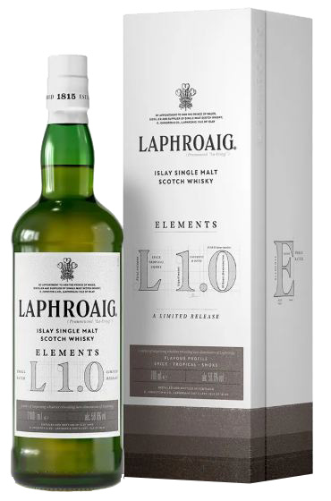 Fles Laphroaig Elements L1.0, single malt whisky, op voorraad bij slijterij t Bockje in Bathmen