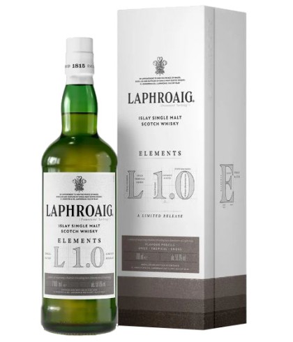 Fles Laphroaig Elements L1.0, single malt whisky, op voorraad bij slijterij t Bockje in Bathmen