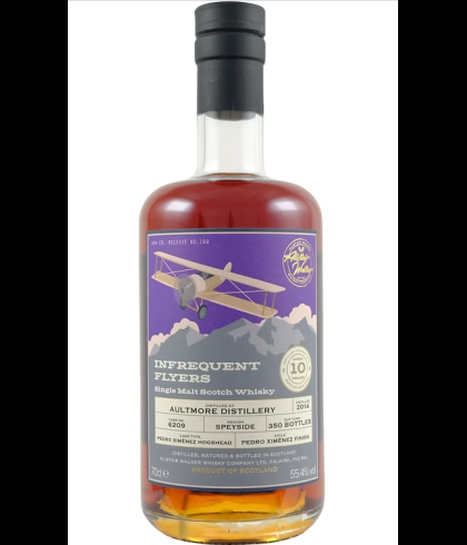 Fles Infrequent Flyers Aultmore 10 Years Old 2014, single malt whisky, op voorraad bij slijterij t Bockje in Bathmen