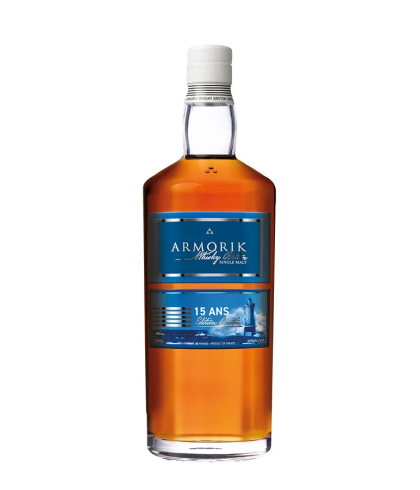 Fles Armorik 15 Years Old, single malt whisky, op voorraad bij slijterij t Bockje in Bathmen