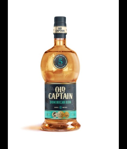 Fles Old Captain 5 Years Old Dominican Rum, rum, op voorraad bij slijterij t Bockje in Bathmen