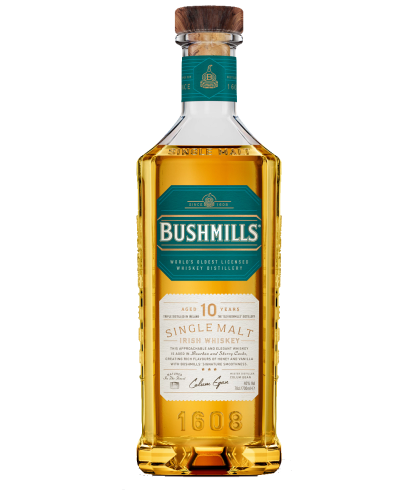 Fles Bushmills 10 Years Old Single Malt, single malt whisky, op voorraad bij slijterij t Bockje in Bathmen