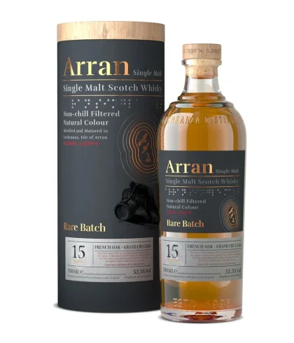 Fles Arran 15 Years Rare Batch French Oak Grand Cru Cask, single malt whisky, op voorraad bij slijterij t Bockje in Bathmen