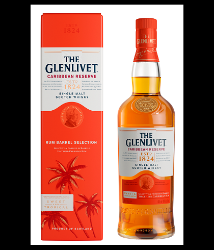Fles The Glenlivet Caribbean Reserve, single malt whisky, op voorraad bij slijterij t Bockje in Bathmen
