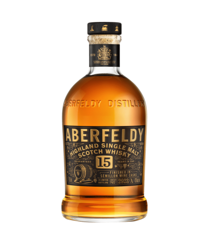 Fles Aberfeldy 15 Years Old Cadillac Wine Finish, Highland single malt whisky, op voorraad bij slijterij t Bockje in Bathmen