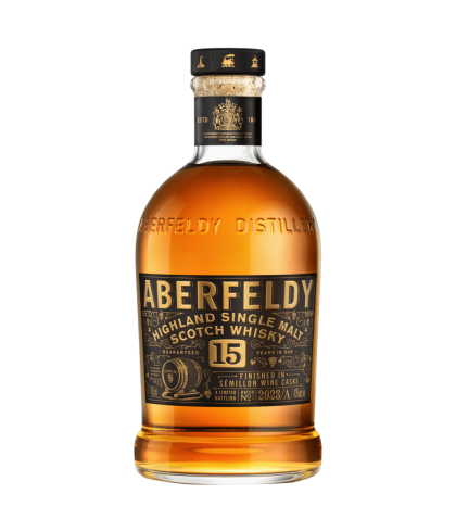 Fles Aberfeldy 15 Years Old Cadillac Wine Finish, Highland single malt whisky, op voorraad bij slijterij t Bockje in Bathmen