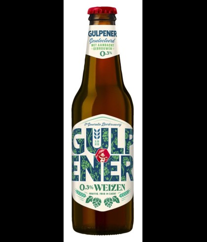 Flesje Gulpener 0.3% Weizen alcoholarm tarwebier van 33 centiliter, bij slijterij t Bockje in Bathmen