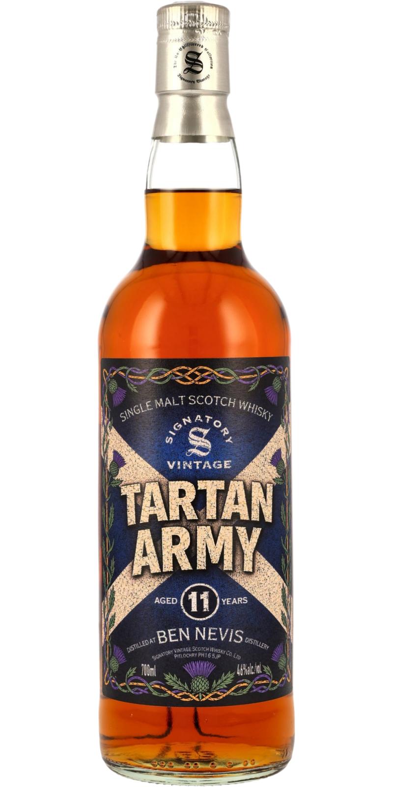 Fles Signatory Vintage Tartan Army 11Y, whisky, op voorraad bij slijterij t Bockje in Bathmen