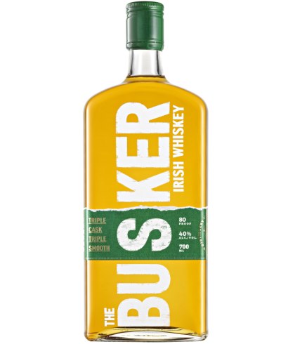 Fles The Busker Triple Cask Triple Smooth, Ierse whiskey van Royal Oak in County Carlow, op voorraad bij slijterij t Bockje in Bathmen