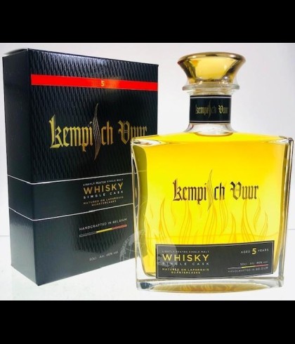 Fles KEMPISCH VUUR Single cask 5 years old, whisky, op voorraad bij slijterij t Bockje in Bathmen
