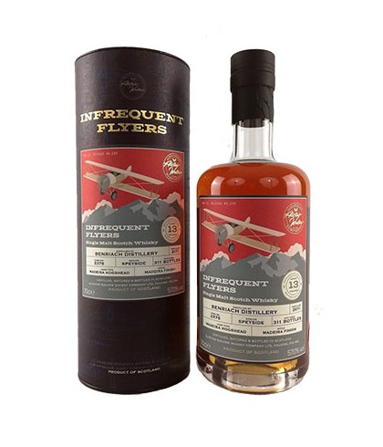 Fles Infrequent Flyers Benriach 2011 13 Years Old #2376, single malt whisky, op voorraad bij slijterij t Bockje in Bathmen