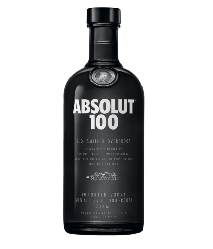 Fles Absolut 100 proof vodka, wodka, op voorraad bij slijterij t Bockje in Bathmen
