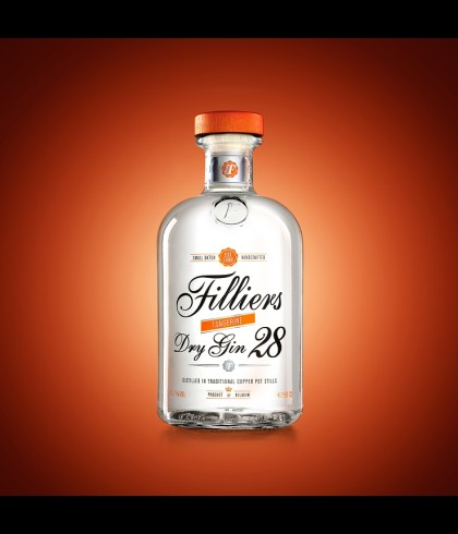 Fles Filliers Dry Gin Tangerine 28, gin, op voorraad bij slijterij t Bockje in Bathmen