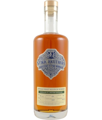 Fles Stirk Brothers A Speyside Distillery 2007, whisky, bij slijterij ’t Bockje in Bathmen