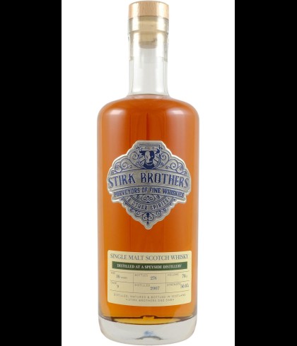 Fles Stirk Brothers A Speyside Distillery 2007, whisky, bij slijterij t Bockje in Bathmen