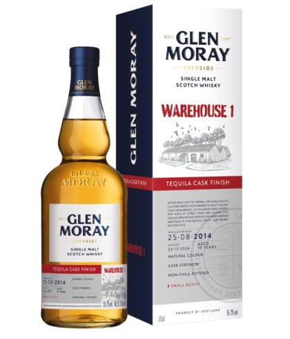 Fles Glen Moray Warehouse 1 Tequila Cask Finish, single malt whisky, op voorraad bij slijterij t Bockje in Bathmen