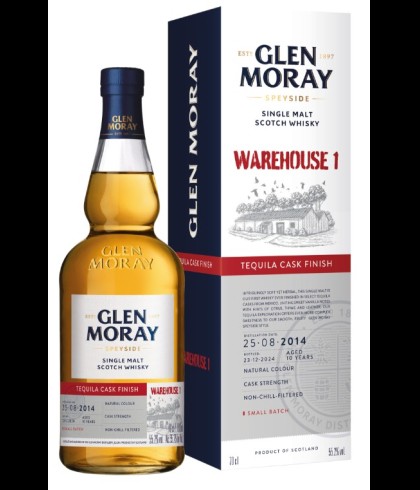Fles Glen Moray Warehouse 1 Tequila Cask Finish, single malt whisky, op voorraad bij slijterij t Bockje in Bathmen
