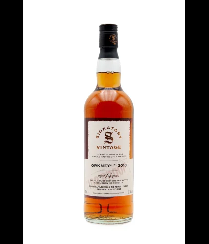Fles Signatory ORKNEY 2010 100 proof  #38, enkel vat gebotteld door Signatory Vintage, op voorraad bij slijterij t Bockje in Bathmen