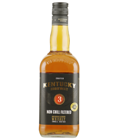 Fles Kentucky Highway 3 Years Old, whisky, bij slijterij t Bockje in Bathmen