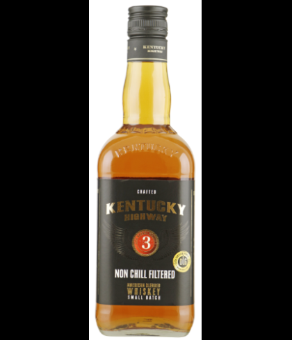 Fles Kentucky Highway 3 Years Old, whisky, bij slijterij t Bockje in Bathmen