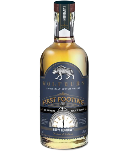 Fles Wolfburn First Footing, Schotse single malt whisky uit Thurso, op voorraad bij slijterij t Bockje in Bathmen