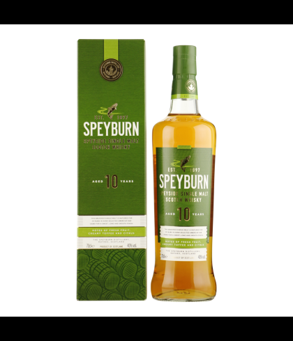Fles Speyburn 10 Years Old, Speyside single malt whisky uit Rothes, op voorraad bij slijterij t Bockje in Bathmen